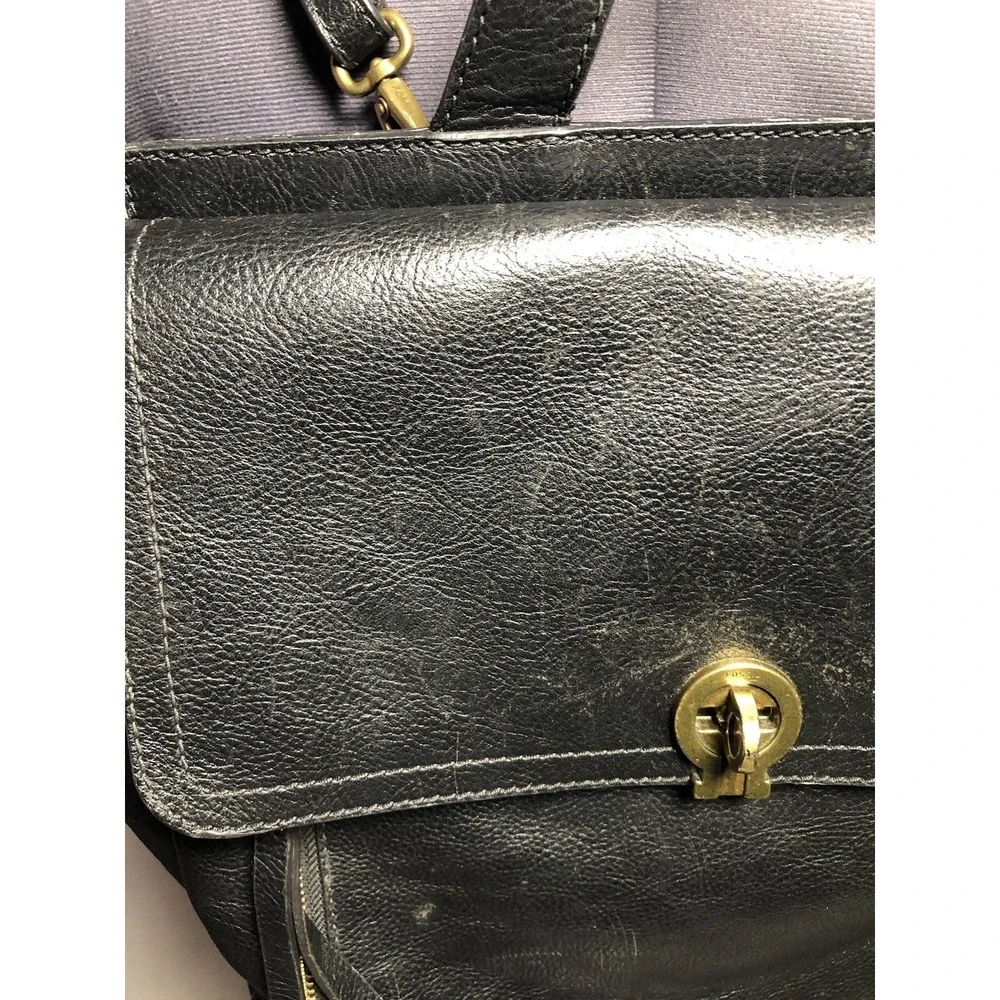 Fossil Amelia Black Leather Convertible Backpack‎ Bag DAMAGED